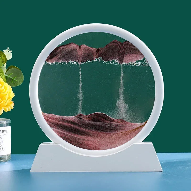 Rotating sand art brown with a white frame