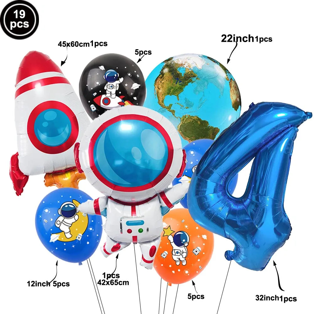 3D Astronaut Space Rocket Foil Balloons
