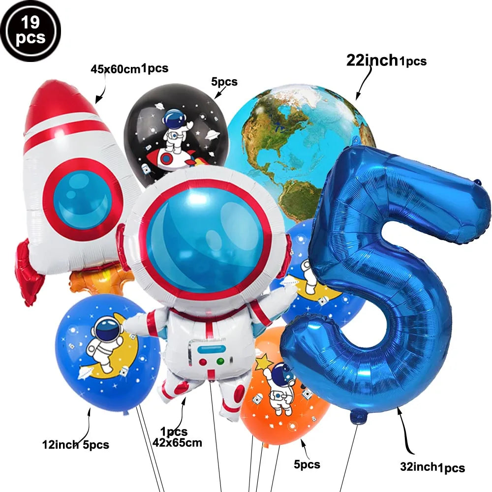 3D Astronaut Space Rocket Foil Balloons