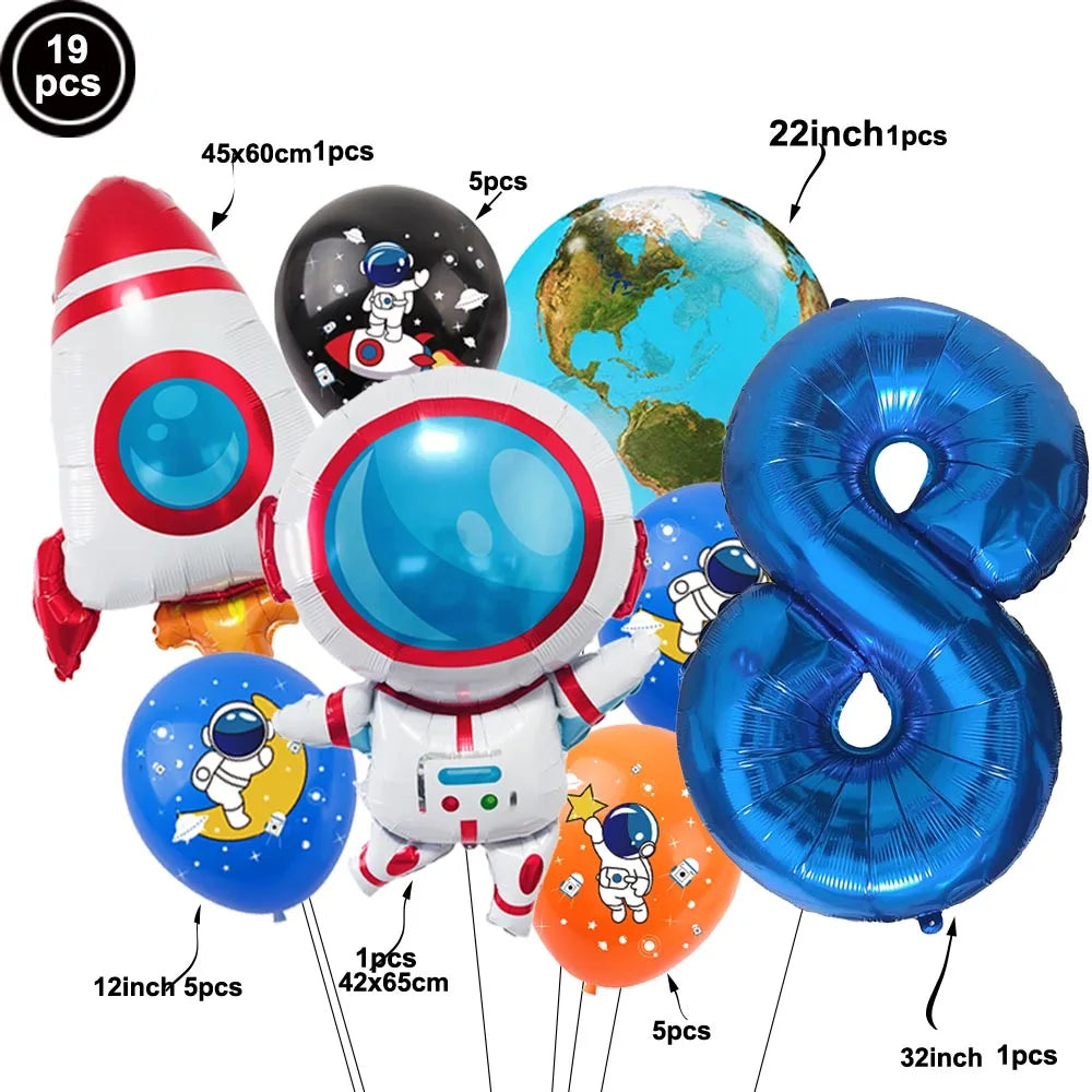 3D Astronaut Space Rocket Foil Balloons