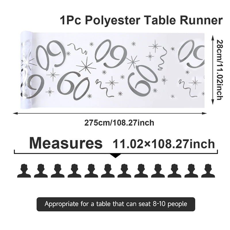 18th 30th 40th 50th 60th 70th Birthday Sheer Table Runner