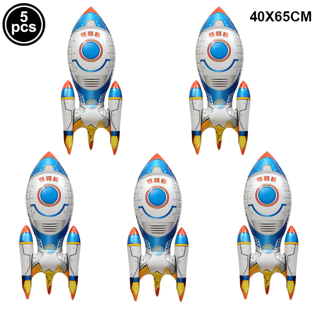 3D Astronaut Space Rocket Foil Balloons