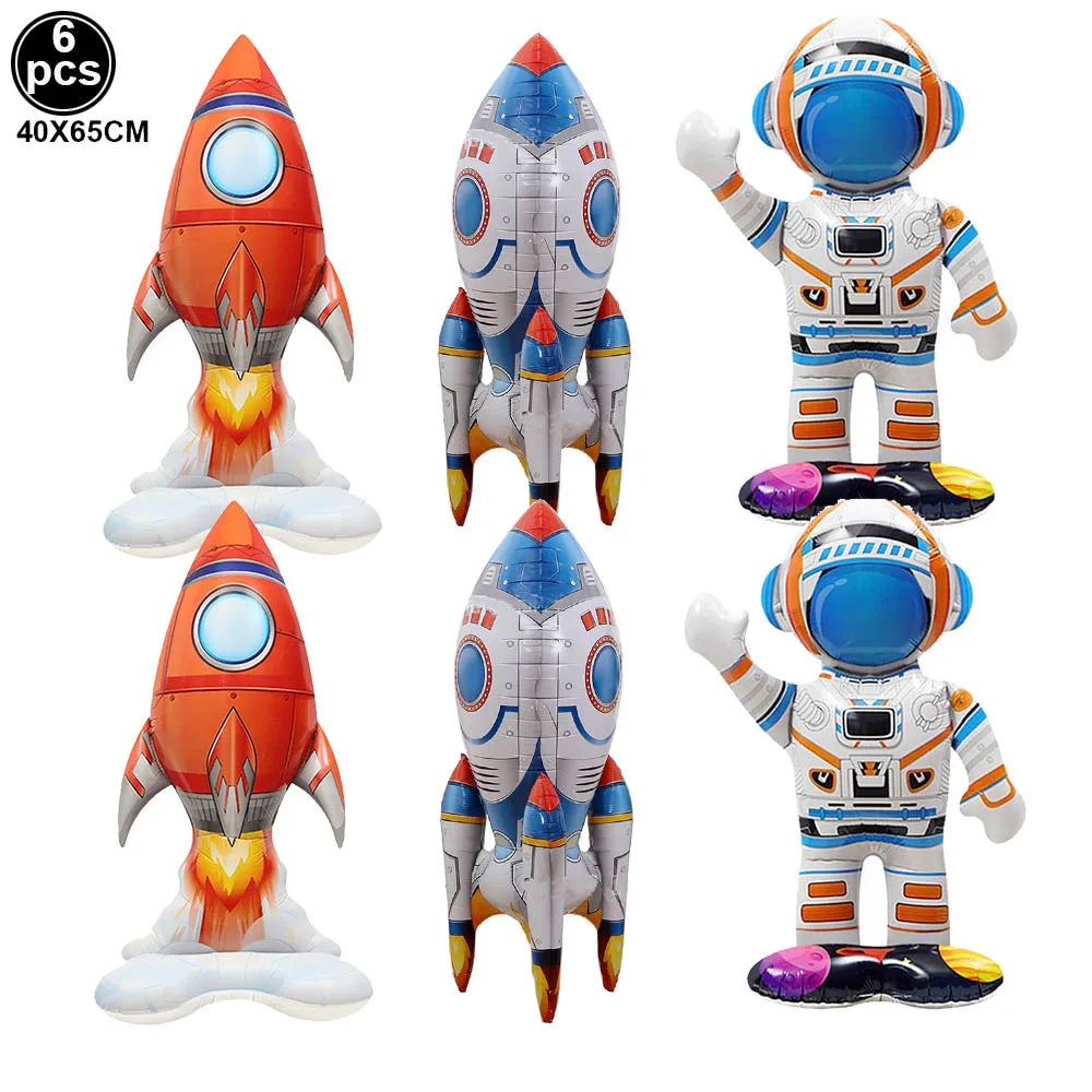 3D Astronaut Space Rocket Foil Balloons