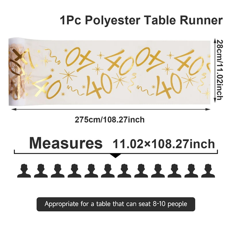 18th 30th 40th 50th 60th 70th Birthday Sheer Table Runner