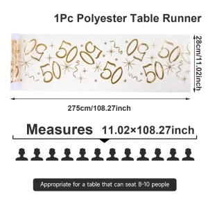 18th 30th 40th 50th 60th 70th Birthday Sheer Table Runner