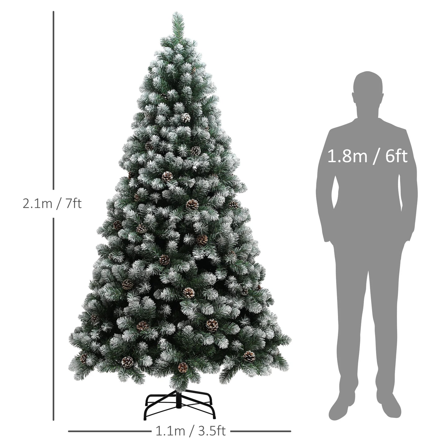 7ft Artificial Pine Christmas Tree with Pinecones