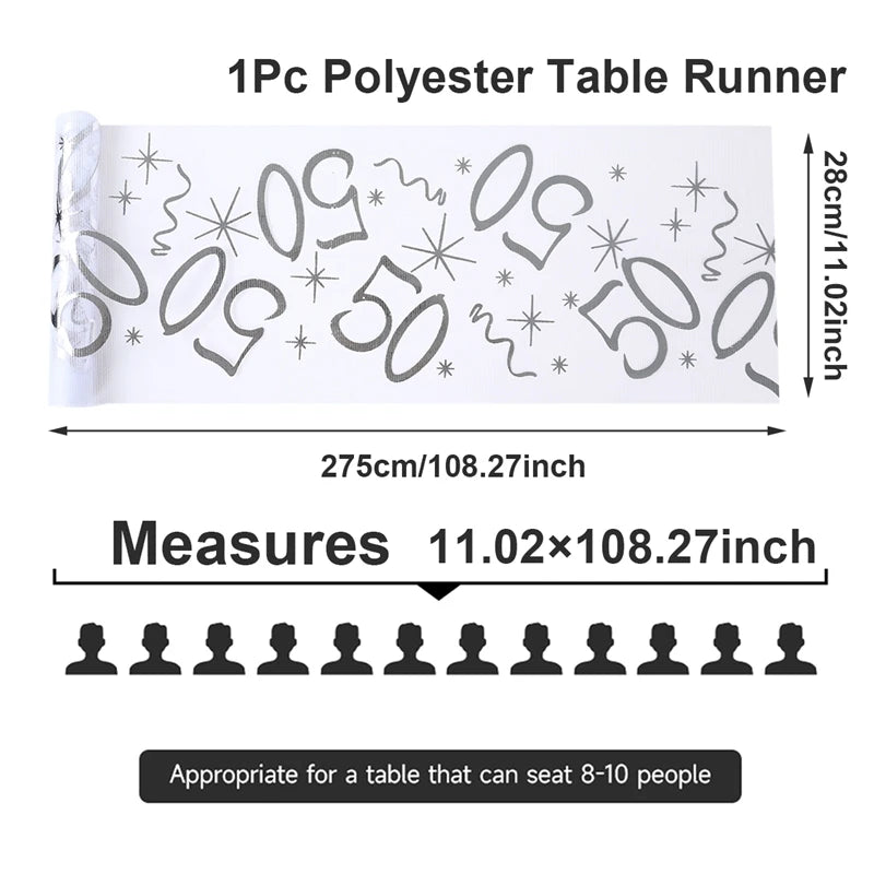 18th 30th 40th 50th 60th 70th Birthday Sheer Table Runner