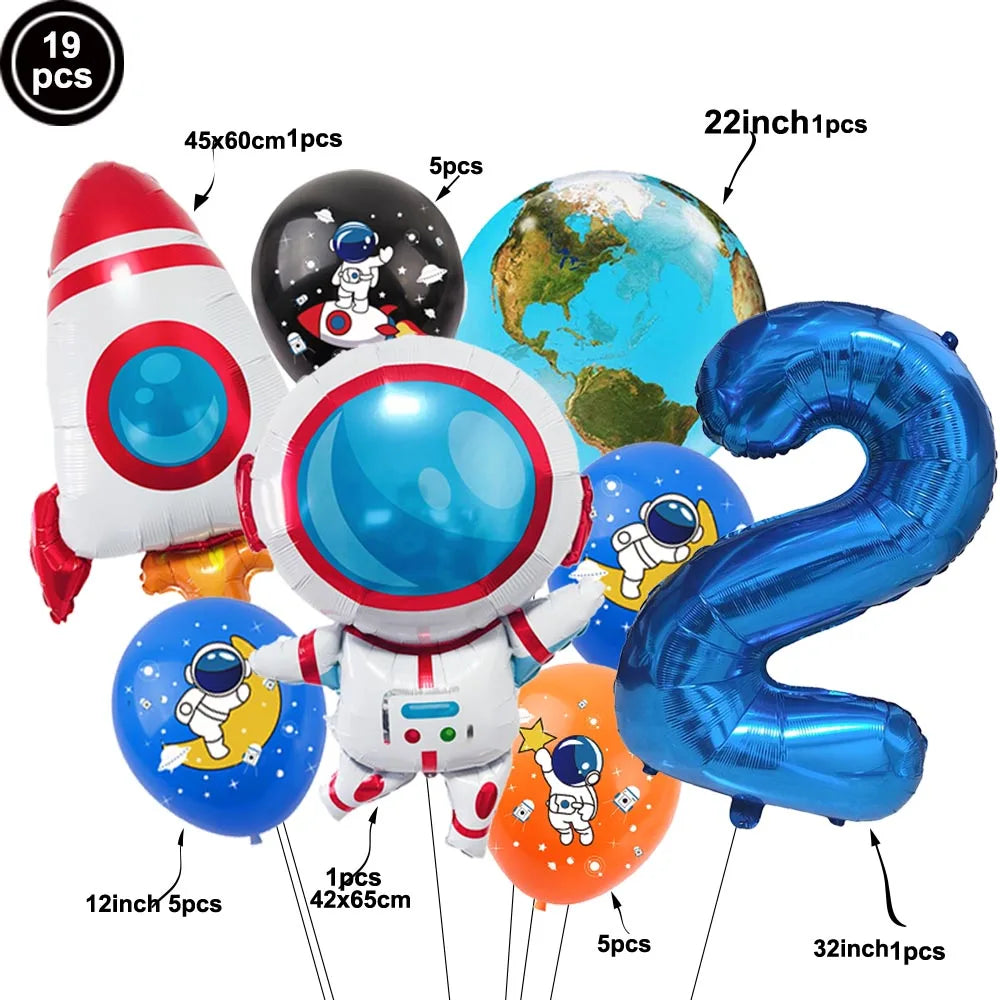 3D Astronaut Space Rocket Foil Balloons