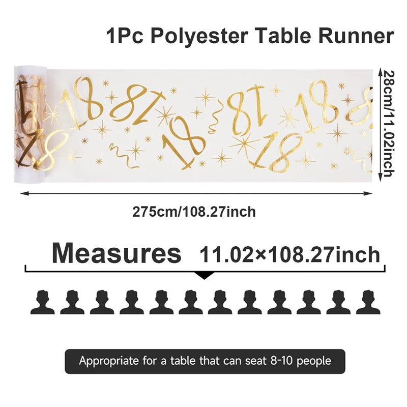 18th 30th 40th 50th 60th 70th Birthday Sheer Table Runner
