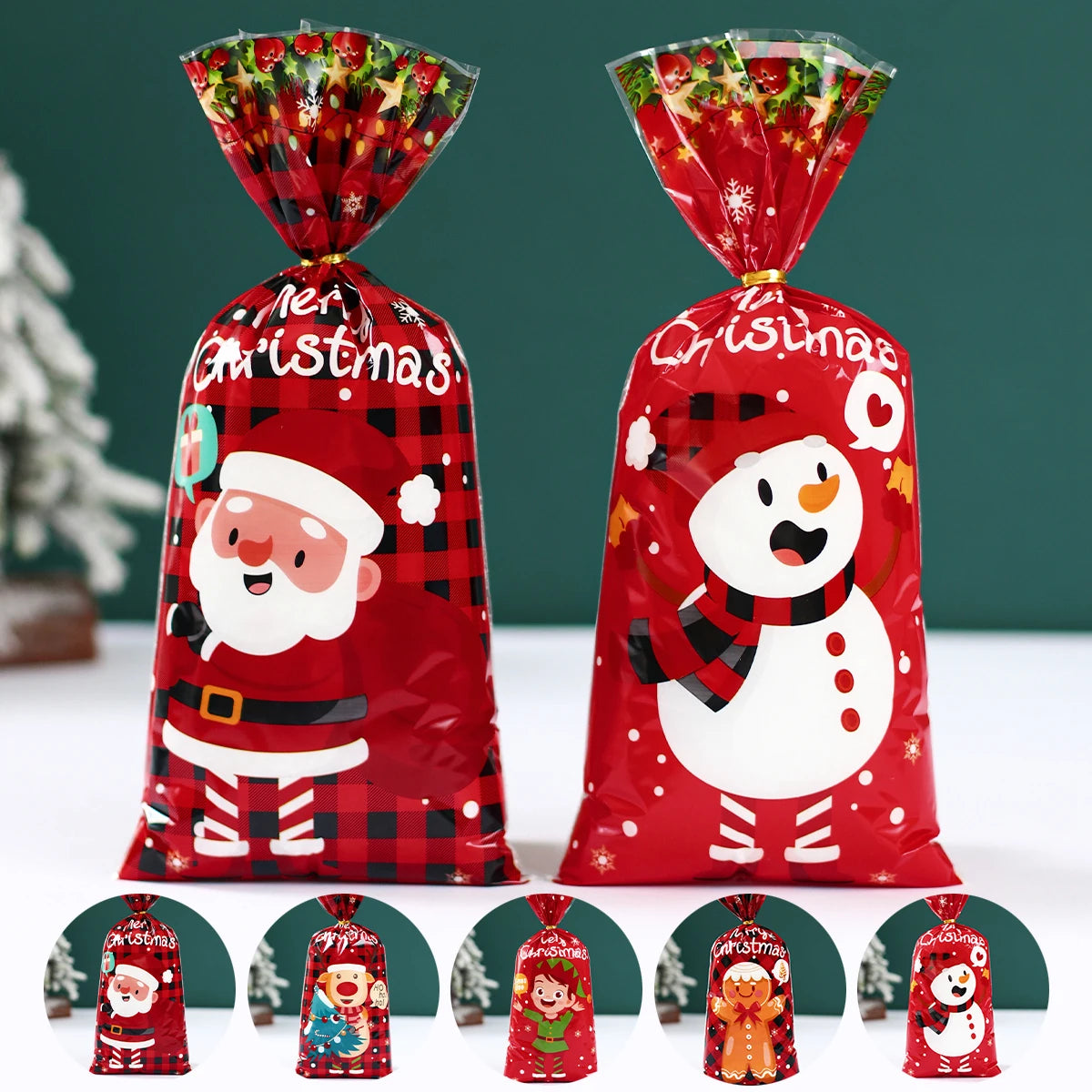 Santa Snowman Elf Reindeer Gingerbread Man Christmas Party Bags