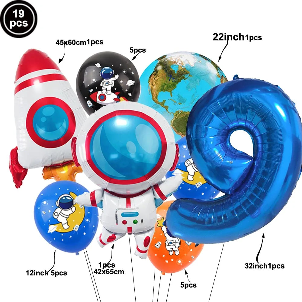 3D Astronaut Space Rocket Foil Balloons