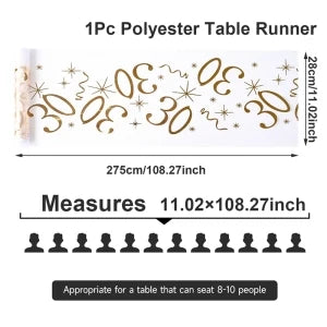 18th 30th 40th 50th 60th 70th Birthday Sheer Table Runner