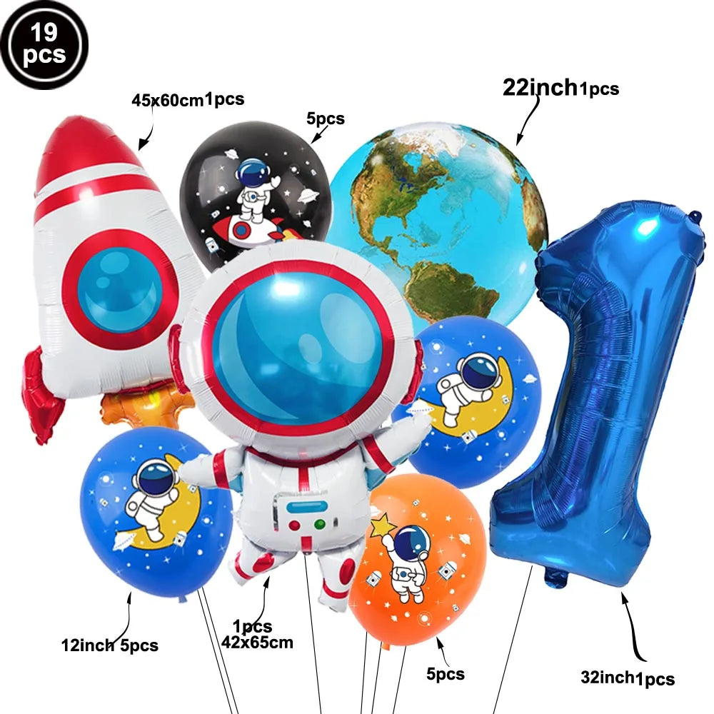 3D Astronaut Space Rocket Foil Balloons