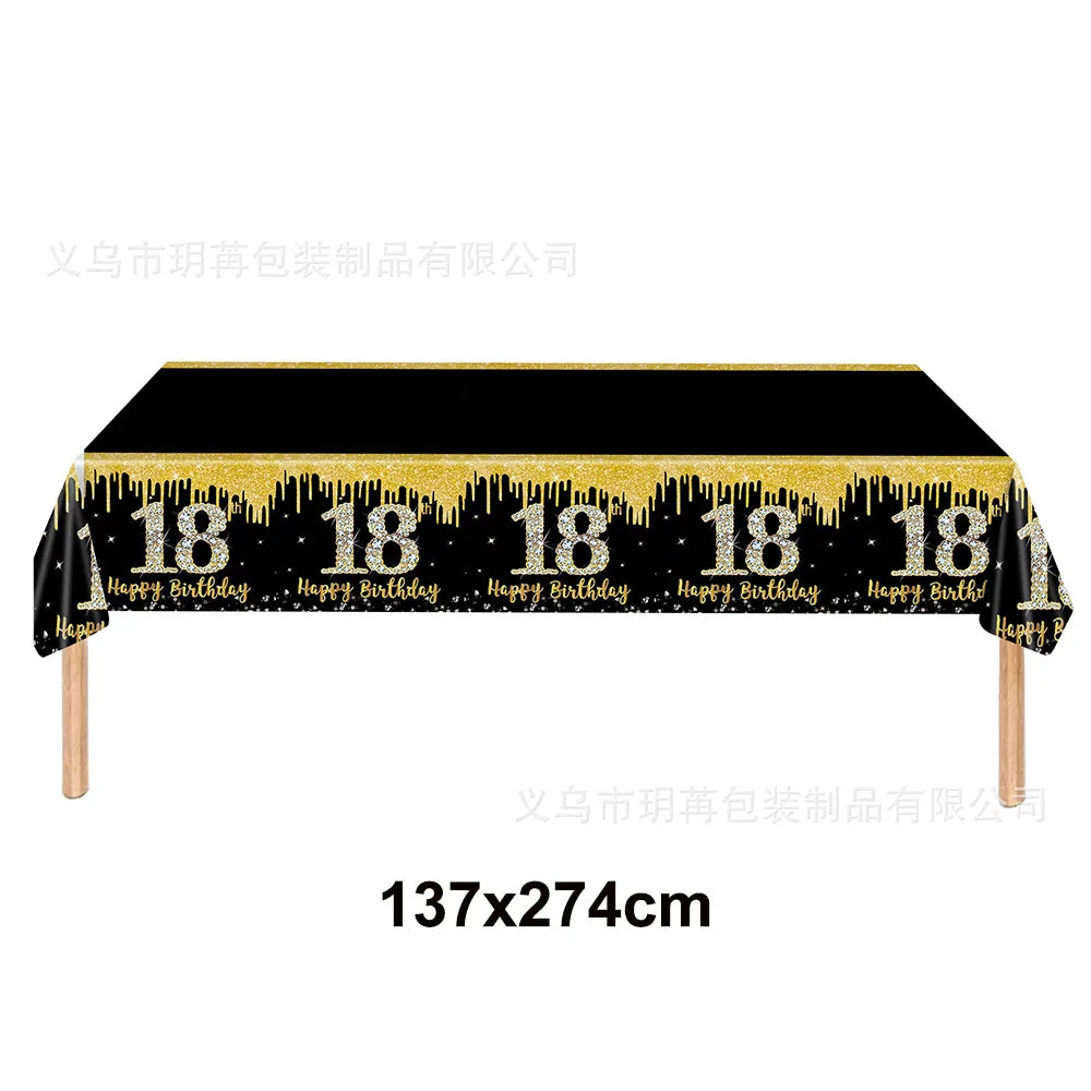 18th Birthday Black Gold Party Decorations Supplies