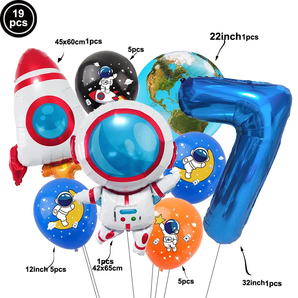 3D Astronaut Space Rocket Foil Balloons