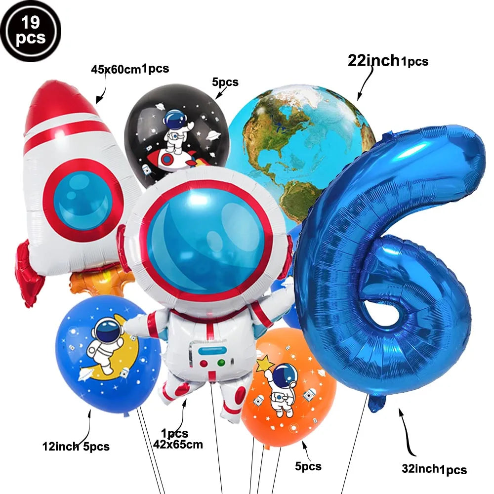 3D Astronaut Space Rocket Foil Balloons