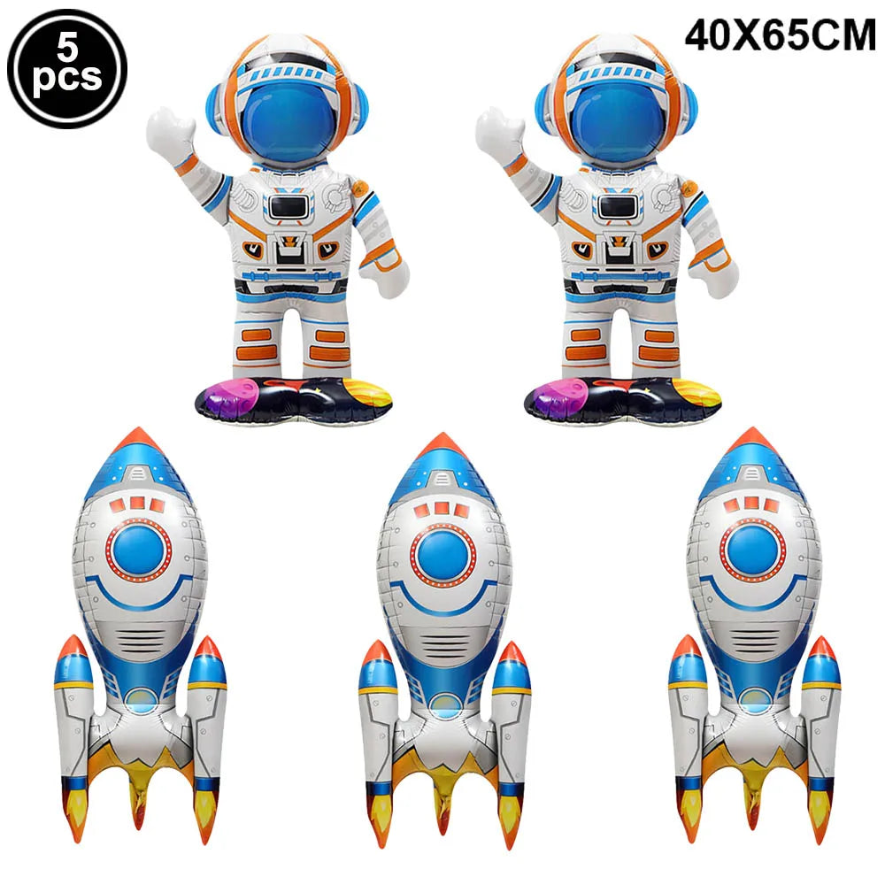 3D Astronaut Space Rocket Foil Balloons