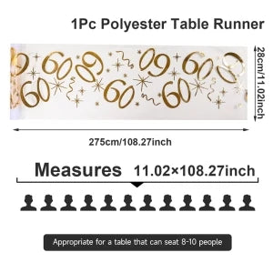 18th 30th 40th 50th 60th 70th Birthday Sheer Table Runner