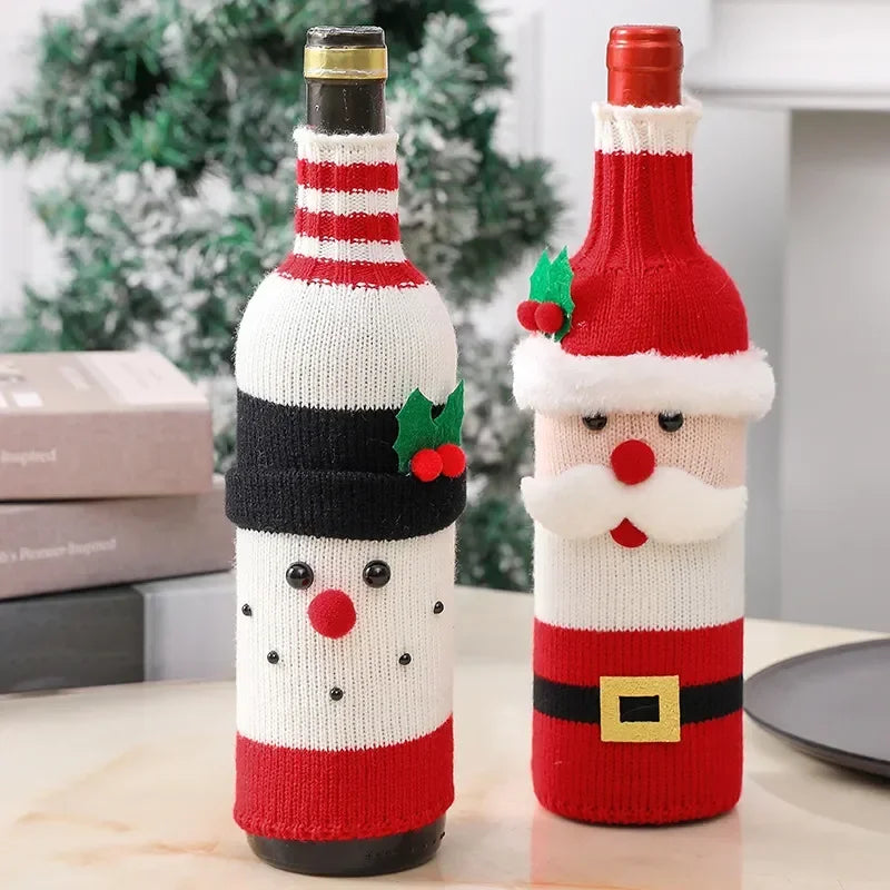 Snowman and Santa Christmas Wine Bottle Covers