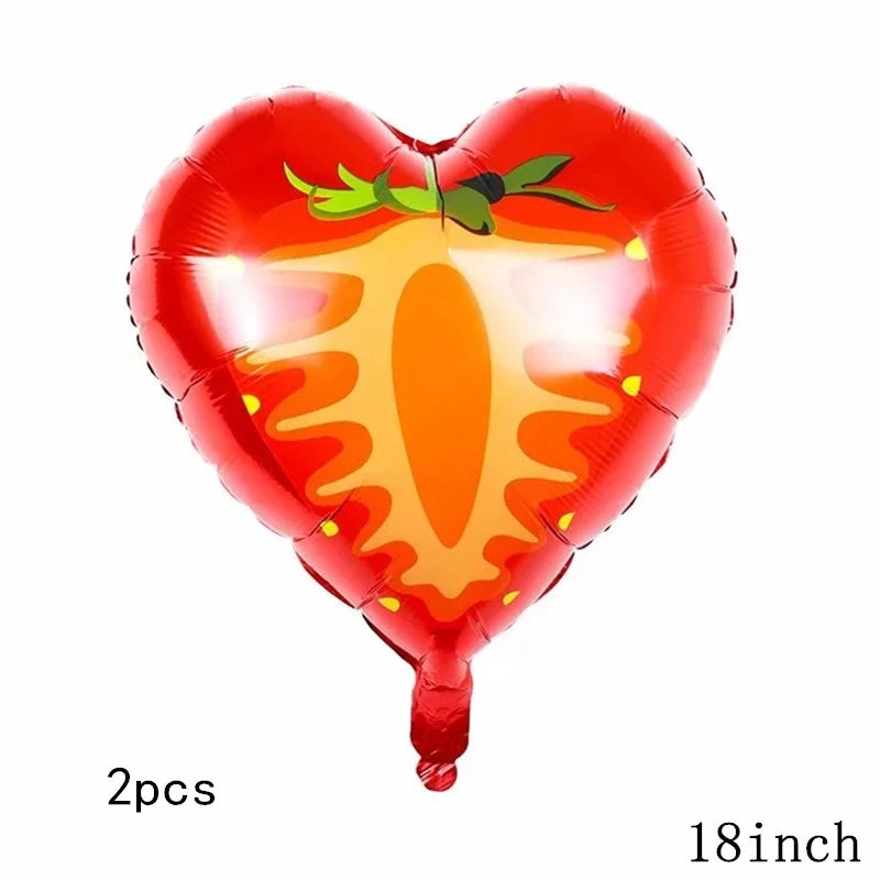 Strawberry heart fruit foil balloon