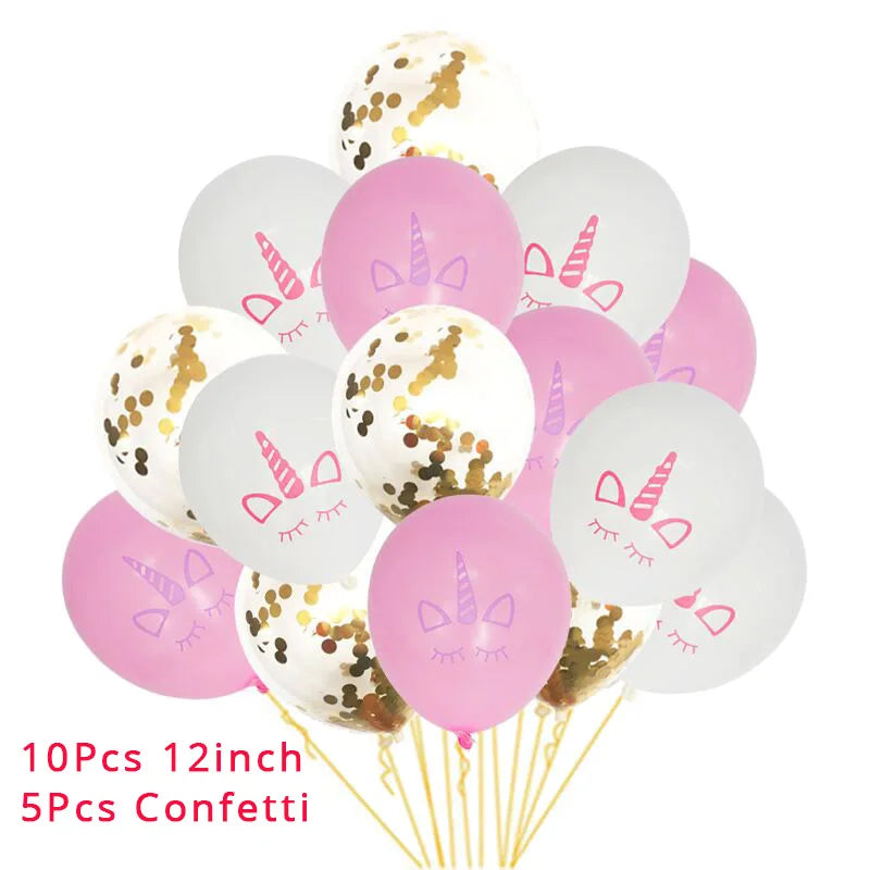Unicorn birthday party balloons