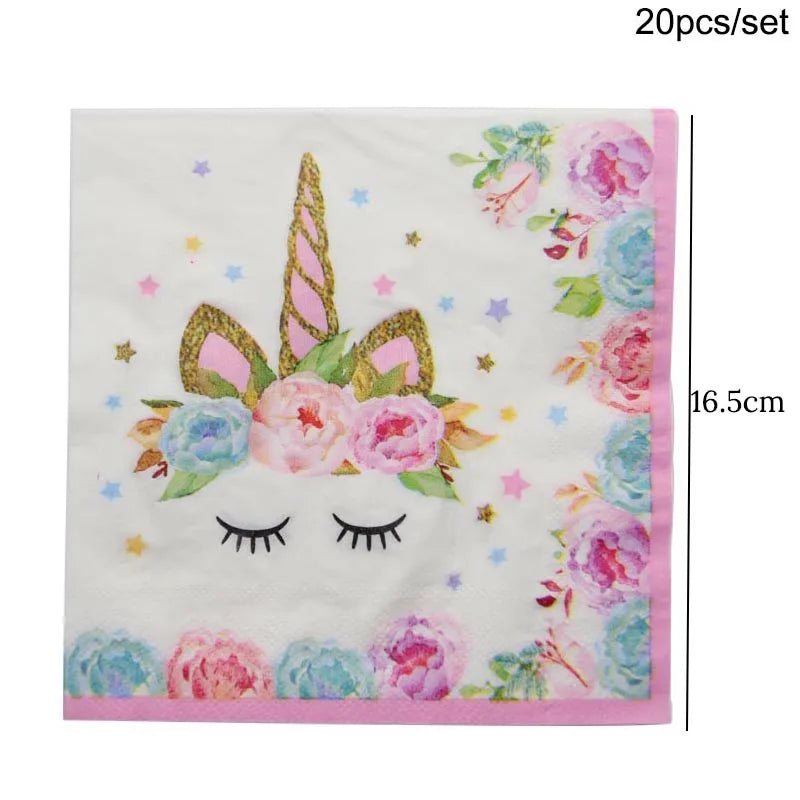 Unicorn birthday party napkins