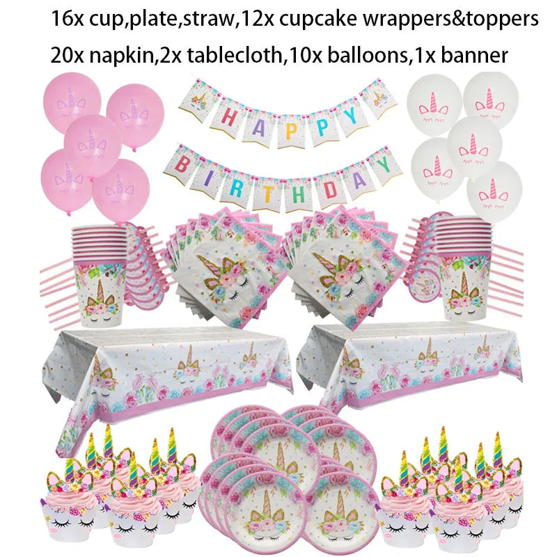 Unicorn birthday party set
