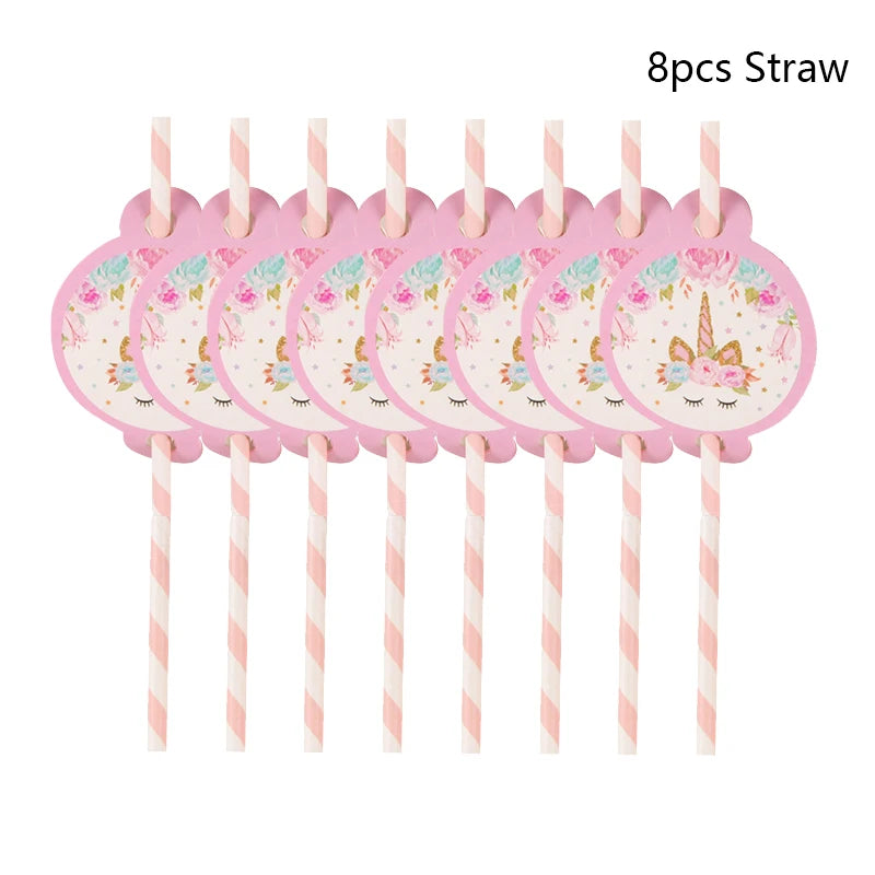 Unicorn party 8pcs straws