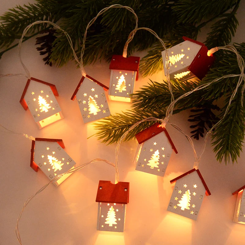 Warm Cosy Christmas Wooden house lights