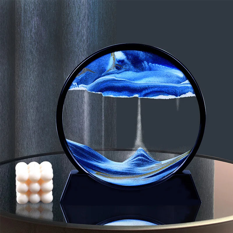 blue and black 3d rotating sand art christmas gift