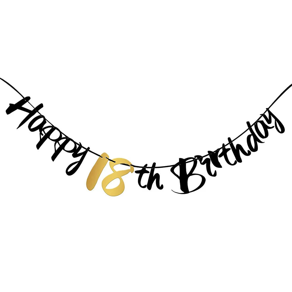 happy 18th birthday banner black and gold
