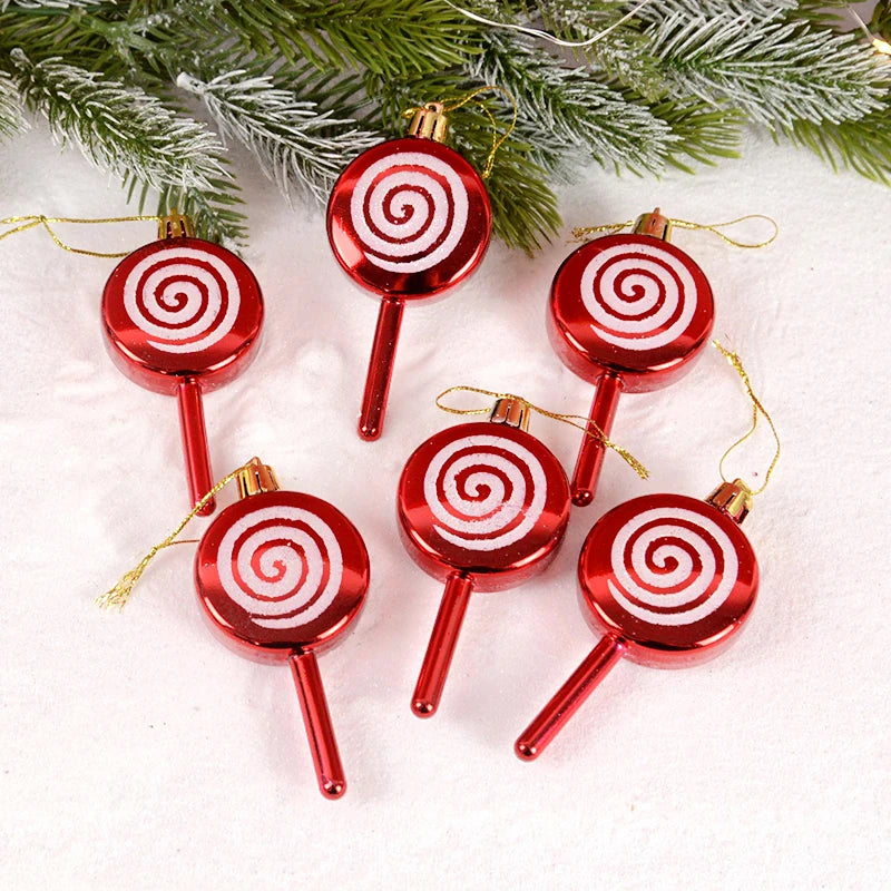 lollipop Christmas tree ornaments RED white