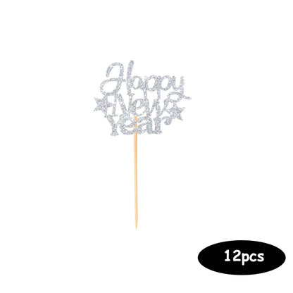 Decorative stick with 'A Happy New Year' text on a white background, labeled as 12 pieces.