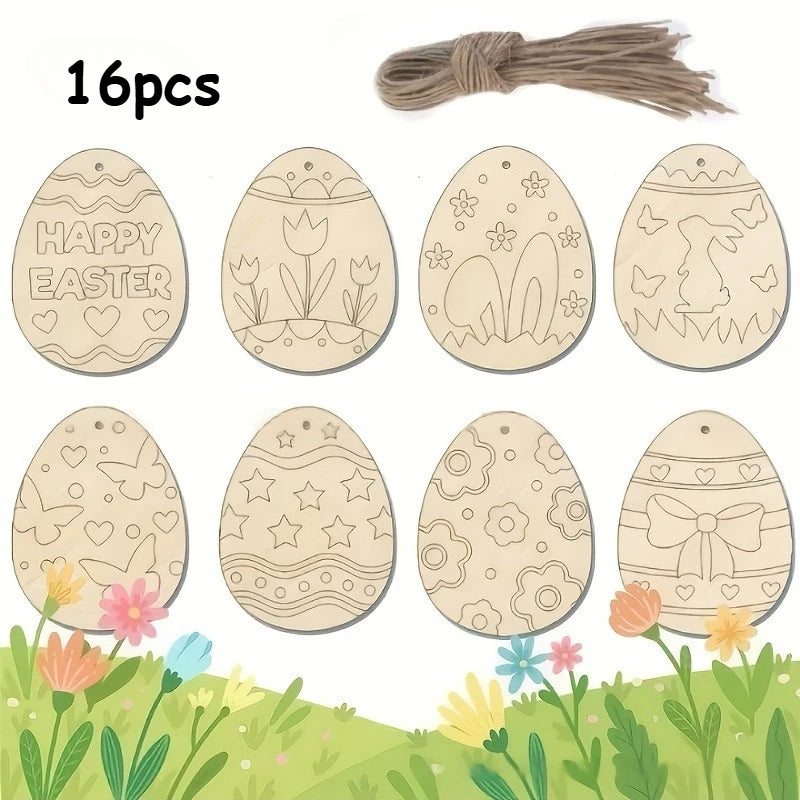 16pc Wooden easter egg craft