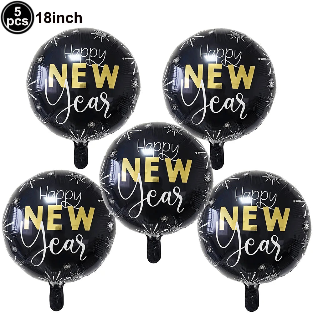18inch happy new year foil balloons 5pcs