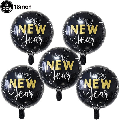 18inch happy new year foil balloons 5pcs