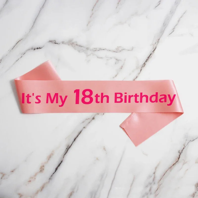 18th birthday satin sash pink
