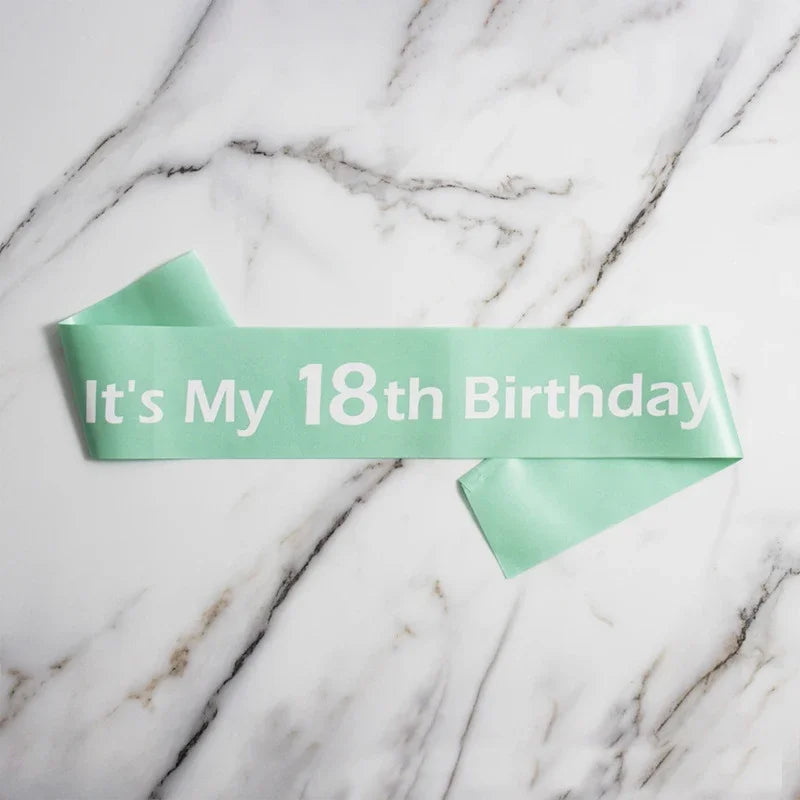 18th birthday satin sash green