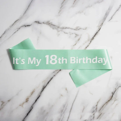 18th birthday satin sash green