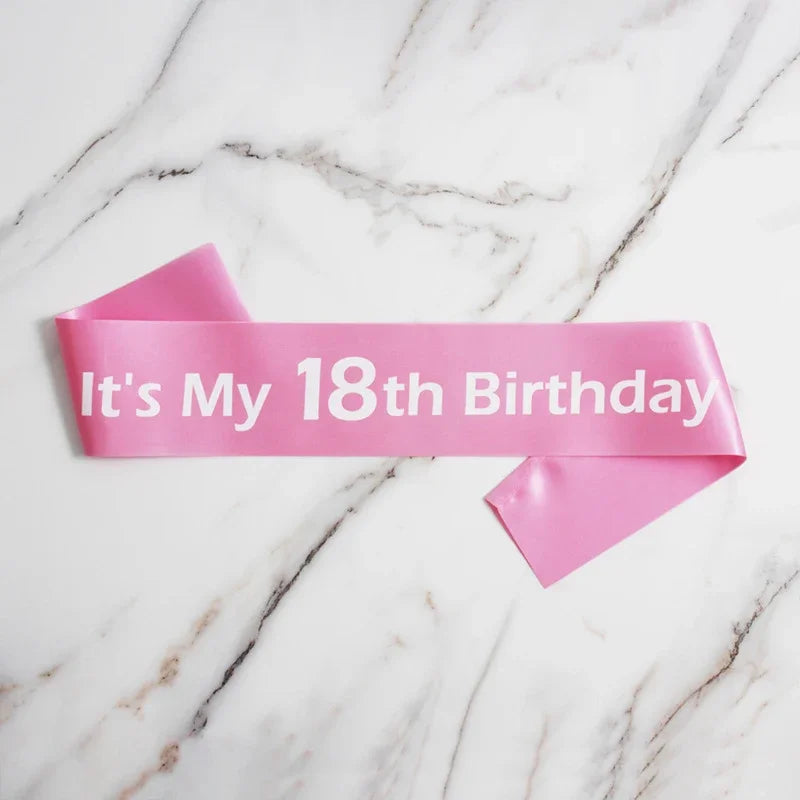 18th birthday satin sash pink