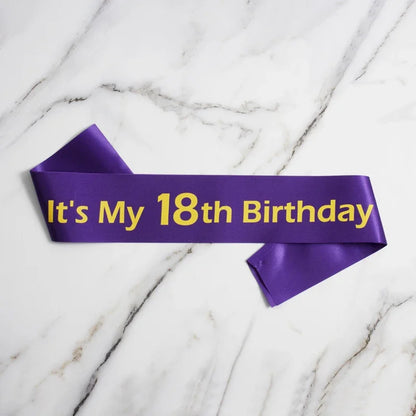 18th birthday satin sash purple