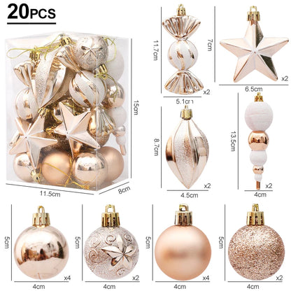 20 piece luxury rose gold christmas tree decoration