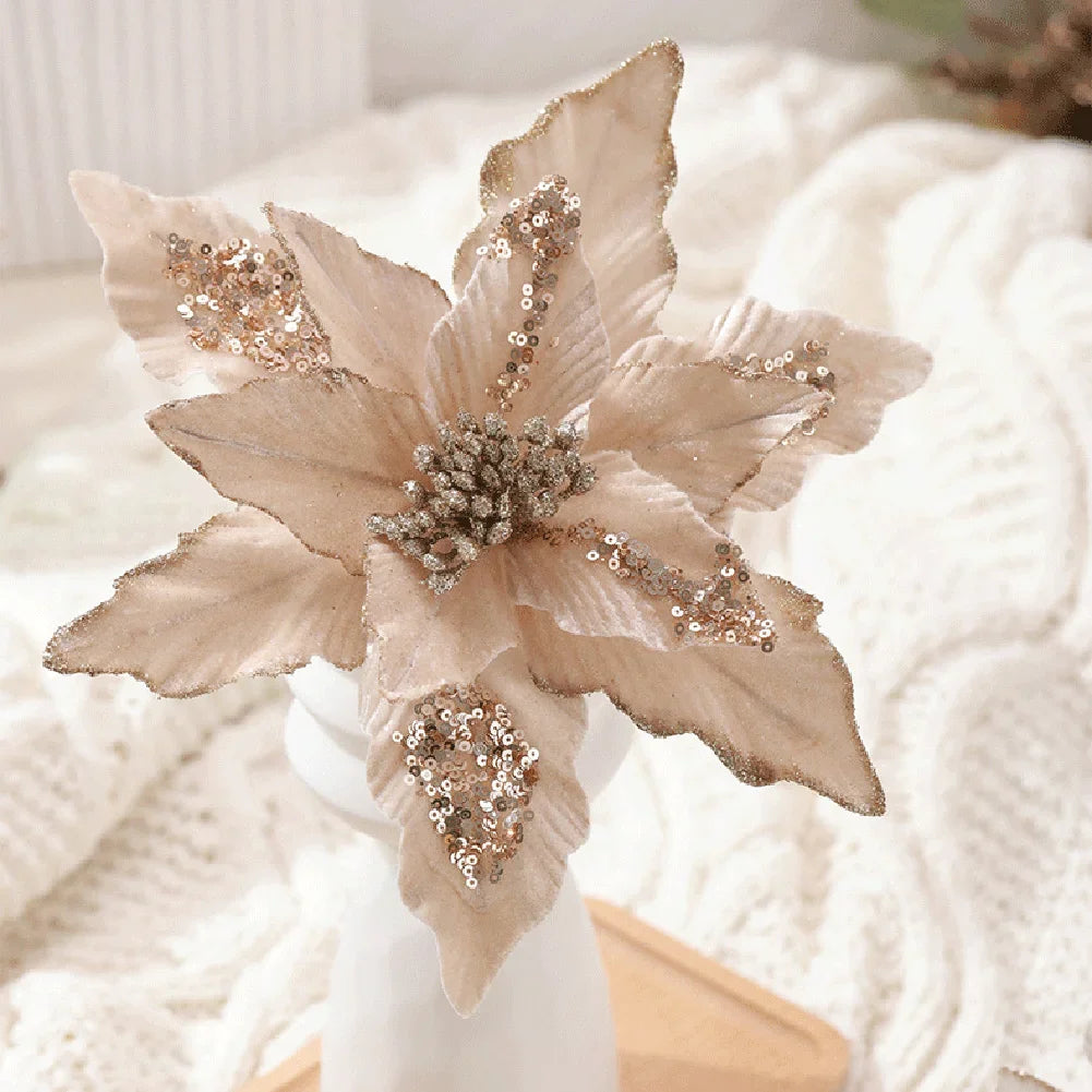 28cm champaign and gold Poinsettia