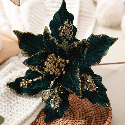 28cm green and gold Poinsettia