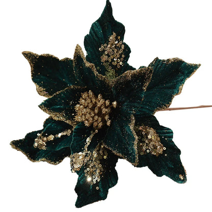 28cm green and gold Poinsettia christmas decor