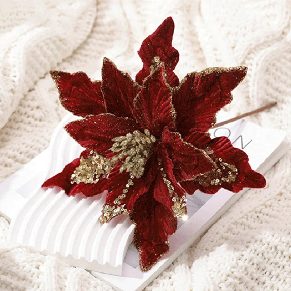 28cm red and gold Poinsettia
