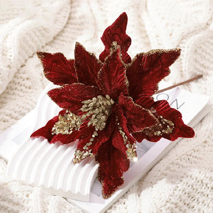 28cm red and gold Poinsettia