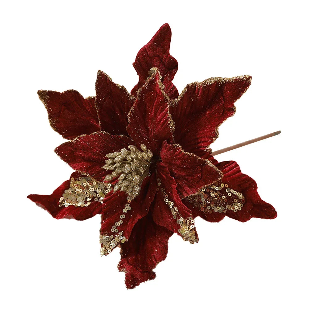 28cm red and gold Poinsettia christmas decor