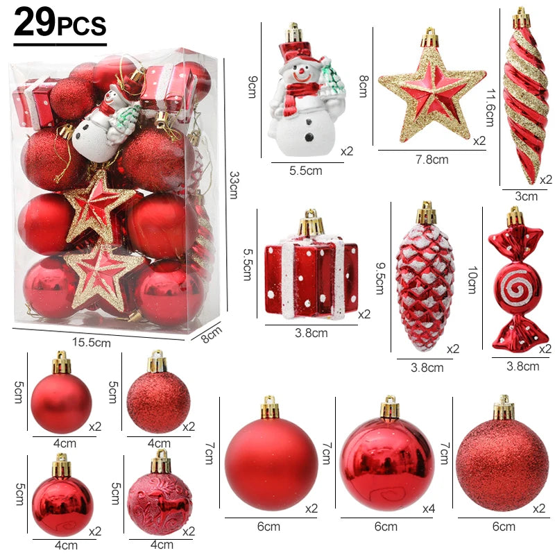 29 piece red christmas tree decorations