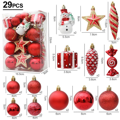 29 piece red christmas tree decorations